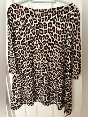 CHICOS ANIMAL PRINT LONG TUNIC w Side Slits-sz 8-10 (Chicos 1)
